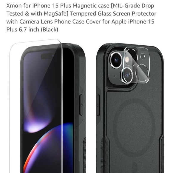 Xmon Other - iPhone 15 Plus -Black iPhone Case with MagSafe and Screen Protection